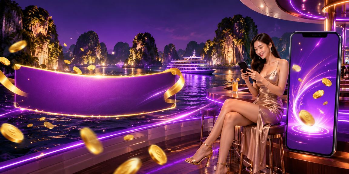 Khung cảnh Hạ Long với phong cách neon gợi nhịp Jackpot trực tuyến